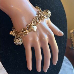 Ocean Fashion brand puffy heart charm bracelet accessory caged gems multi chain